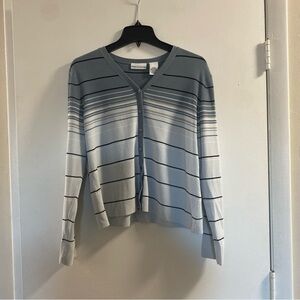 Croft & Barrow Gray and Black Striped Cardigan